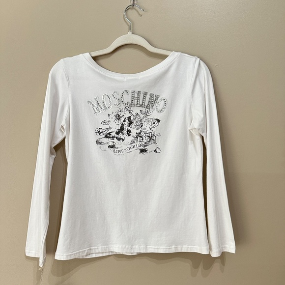 Moschino white crop top three-quarter sleeves sm ( Love you life) - Picture 5 of 5